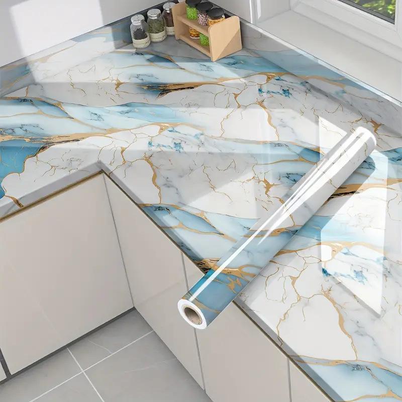 40cm Self-Adhesive Marble Film Oil-Proof Heat-Resistant Kitchen Wall Stickers for Cabinet Home Renovation Decorative Wallpaper