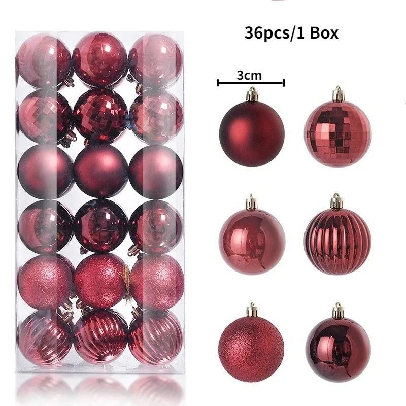 24Pcs 3cm Christmas Balls Christmas Tree Decoration Xmas Hanging Tree Pendants Home Party Christmas Tree Decor New Year Gifts