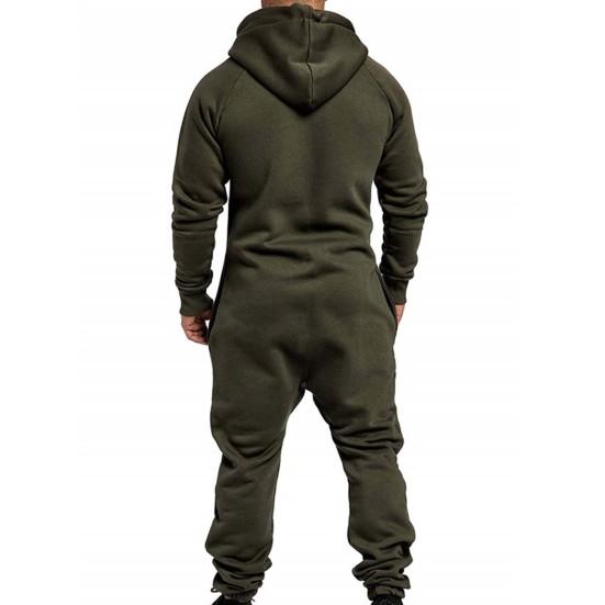 Avslappnad Herr Jumpsuit Plus Fleece Håll Värmen Vinterkläder Tjock Huvtröja Jumpsuit för