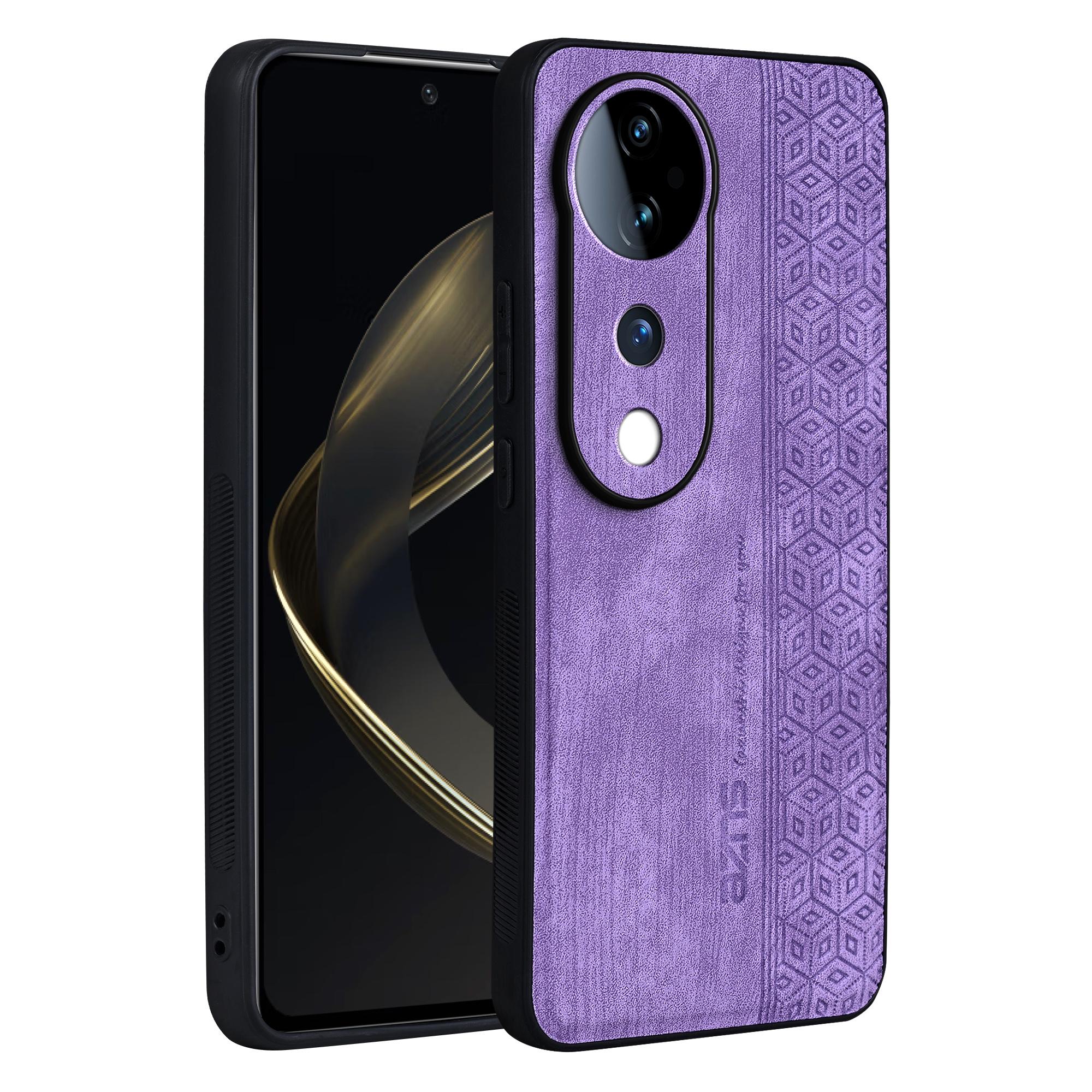 

For vivo S19 5G Case Leather+TPU Phone Cover Dual Layer Shockproof Drop Protection Purple