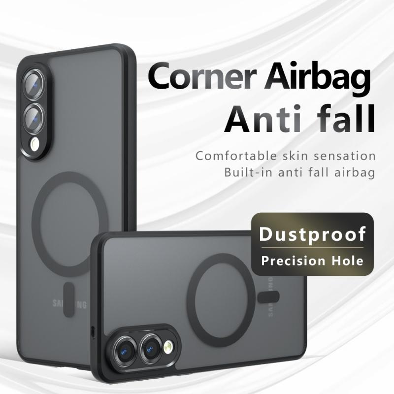 For Samsung Galaxy S25 Plus Ultra Edge FE Case Matte Magsafe Drop-proof Built-in Airbag Corner Non-yellowing Material Soft Cover
