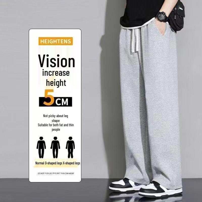 Korean-Style Plus Size Fleece-Lined Sweatpants for Students - Loose, Straight-Leg Casual Pants for Autumn/Winter.