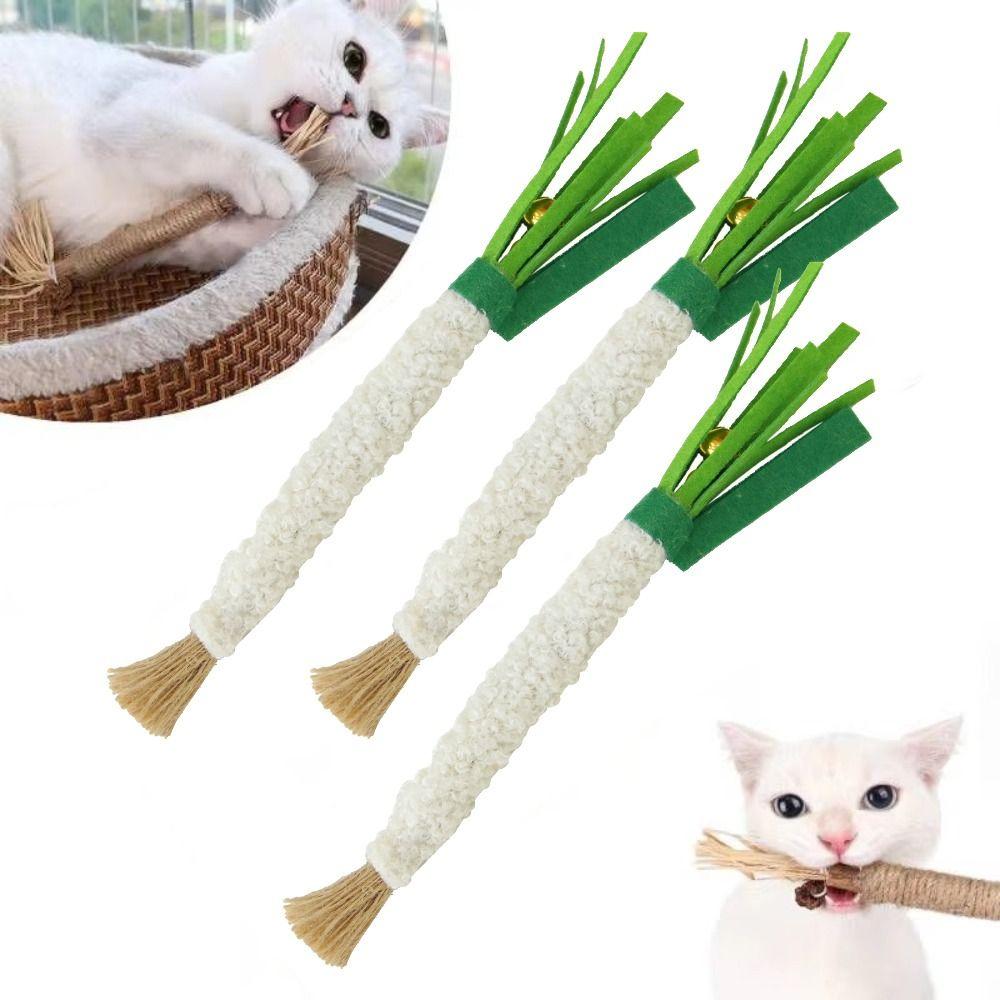 

5PCS Bite Resistant Simulated Vegetable Toy Felt Teeth Grinding Toys Durable Scallion Cat Toy Cat 5PCS