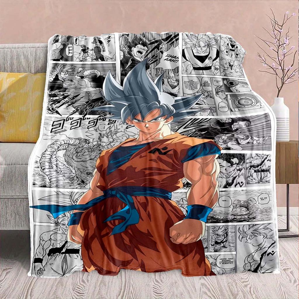 Dragon Ball Anime Flannel Blanket - Soft Warm Perfect for Sofa, Bedding Camping Travel Office Home Decor -QJY