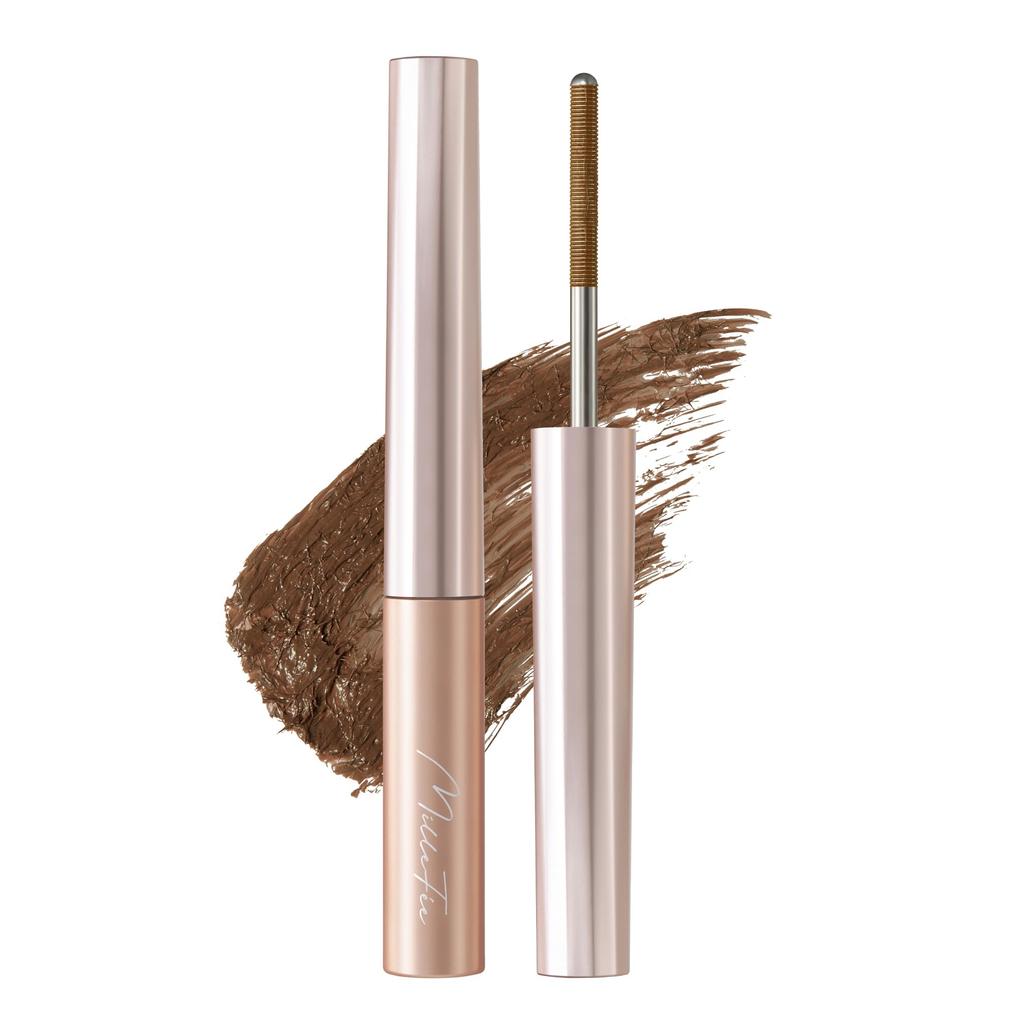 MilleFee Metal Brush Mascara Natural Eye Makeup Waterproof Long Curl Keeping (02 Brown) Ultra-Fine Oil-Based