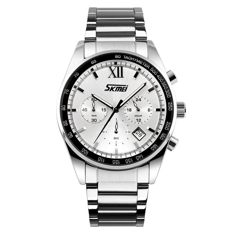 Moment Beauty 9096 Men's Classic Steel Belt Watch Quartz Watch Calendar Business Watch Men's One