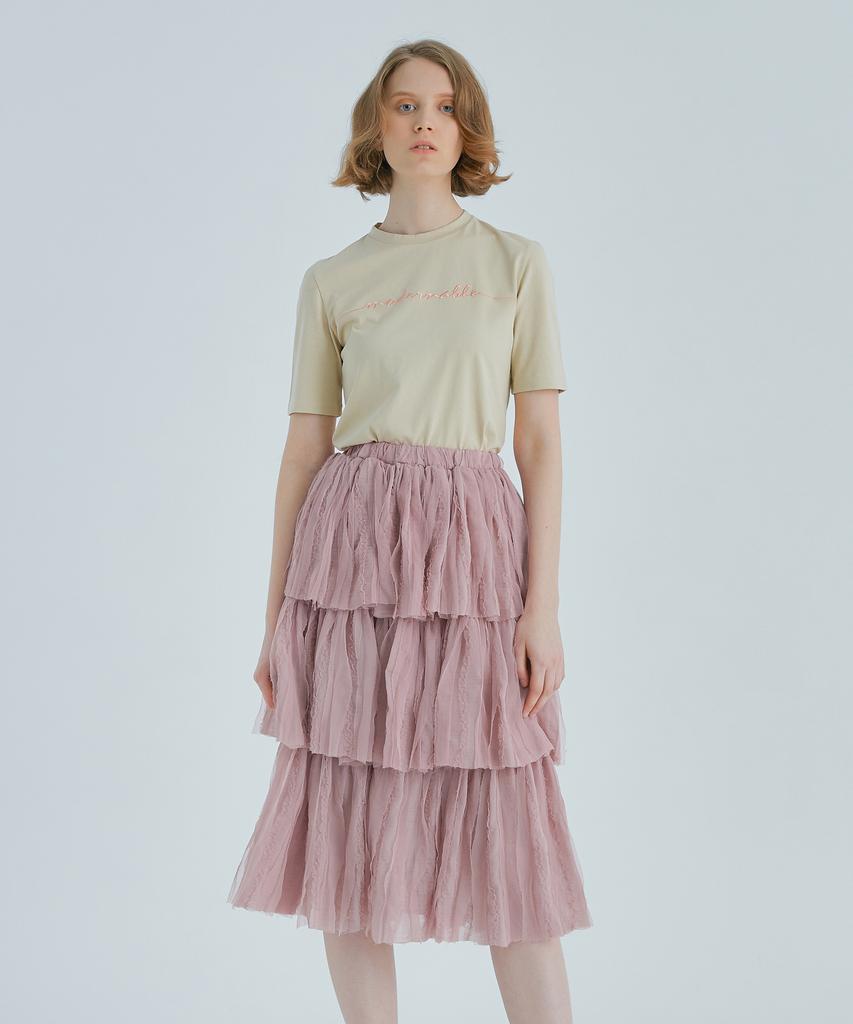 Modern Able Tiered Lace Skirt - Pink