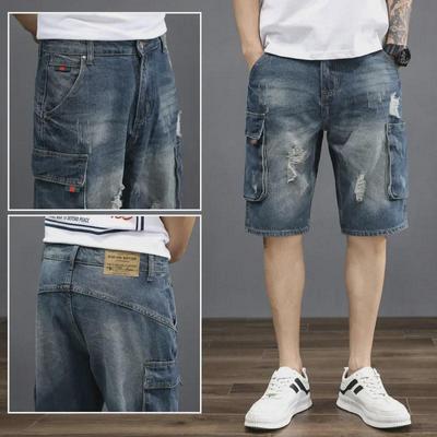Men's Summer Loose-Fit Retro Distressed Denim Shorts