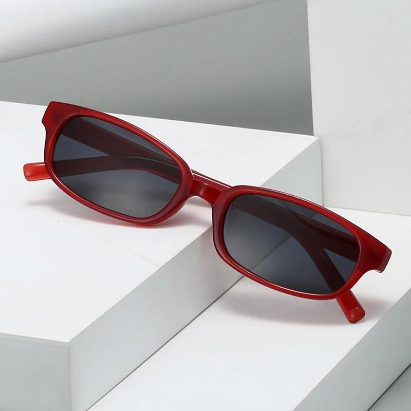 New Ins Popular Fashion Small Rectangle Polarized Men Sunglasses Shades UV400 Retro Leopard Tea Women Punk Sun Glasses