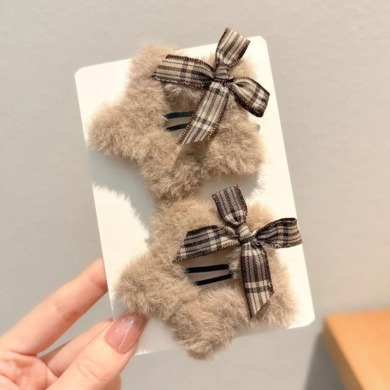 1/4PCS Winter Plush Y2K Star BB Hair Clips for Women Hairpins Cute Fluffy Side Bangs Clips Fashion Headdress Hair Accessories