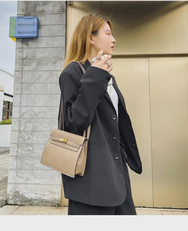 Damska 2024 Jesień/Zima Miękka Skóra Wszechstronna Torba na Ramię i Przez Ciało Mała Kwadratowa