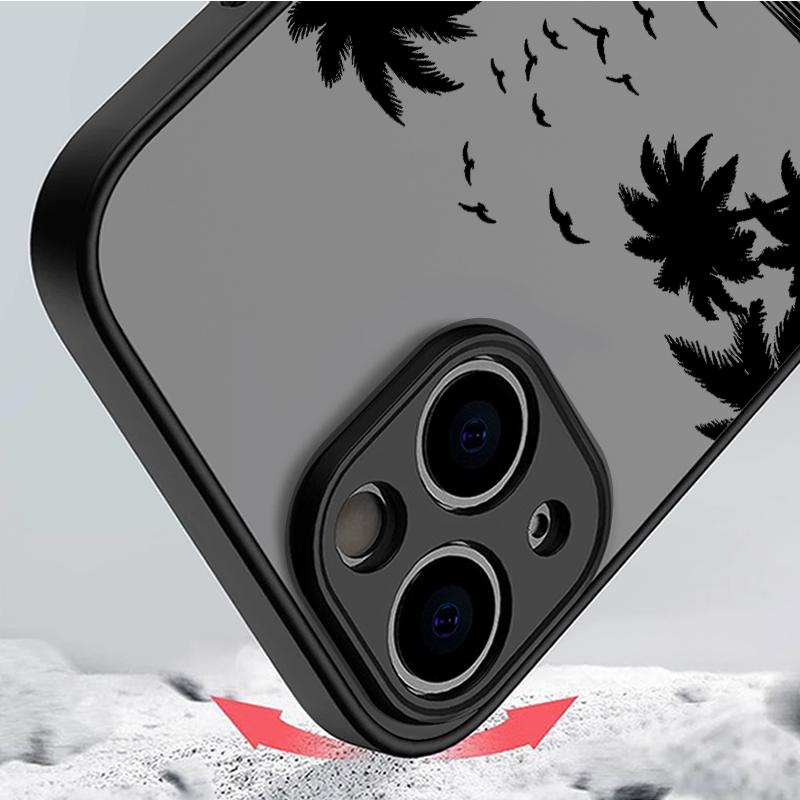 Black Coconut Palm Tree Printed Phone Case for IPhone 16 14 15 Pro Max 11 12 13 PRO MAX Mini 7 8 Plus X XS Shockproof Hard Cover