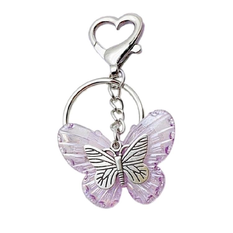 Butterfly Charm Keychain for Women and Girls Transparent Keyring Colorful Key Pendant Acrylic Clear Key Chain Ornament