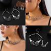 Gothic Skull Necklace Earrings Set With Alloy Pendant For Halloween Costume Accessories