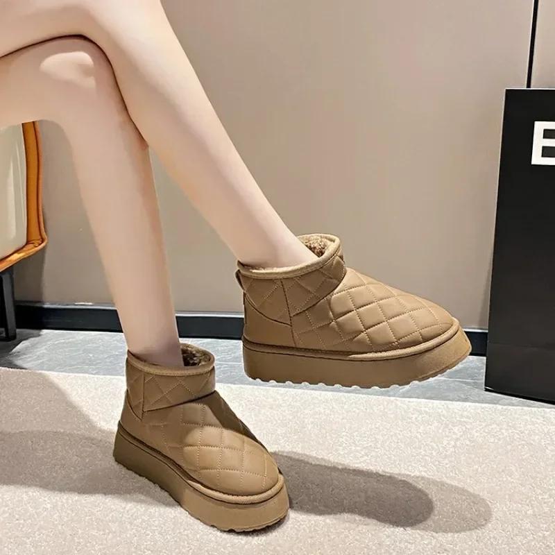 2024 Nouvelles Bottines d'Hiver Chaudes en Peluche pour Femmes Mode Polyvalentes Chaussures Plates pour Dames Confort Antidérapantes Chaussures à Plateforme Botas 36-41