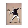 SKASNFAI Banksy Blumenwerfer Gerahmte Leinwand Wandkunst Wasserdicht Lichtbeständig Giclée-Druck Holzrahmen Heimdekoration