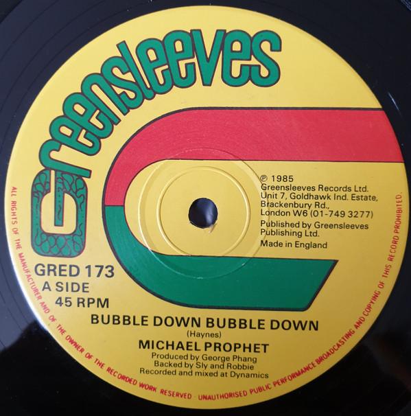 

12inch Record MICHAEL PROPHET - Bubble Down Bubble Down / Touch Me GRED173 Greensleeves Re 1985 UK Reggae, Ska & Dub Used
