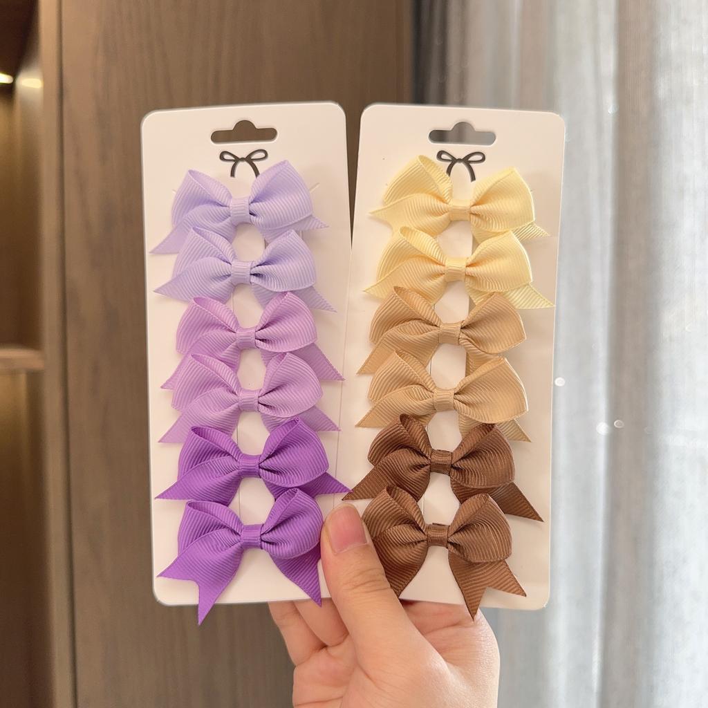 6Pcs/Set New Cute Solid Ribbon Bowknot Hair Clips for Baby Girls Handmade Bows Hairpin Barrettes Headwear Kids Hair Accessories