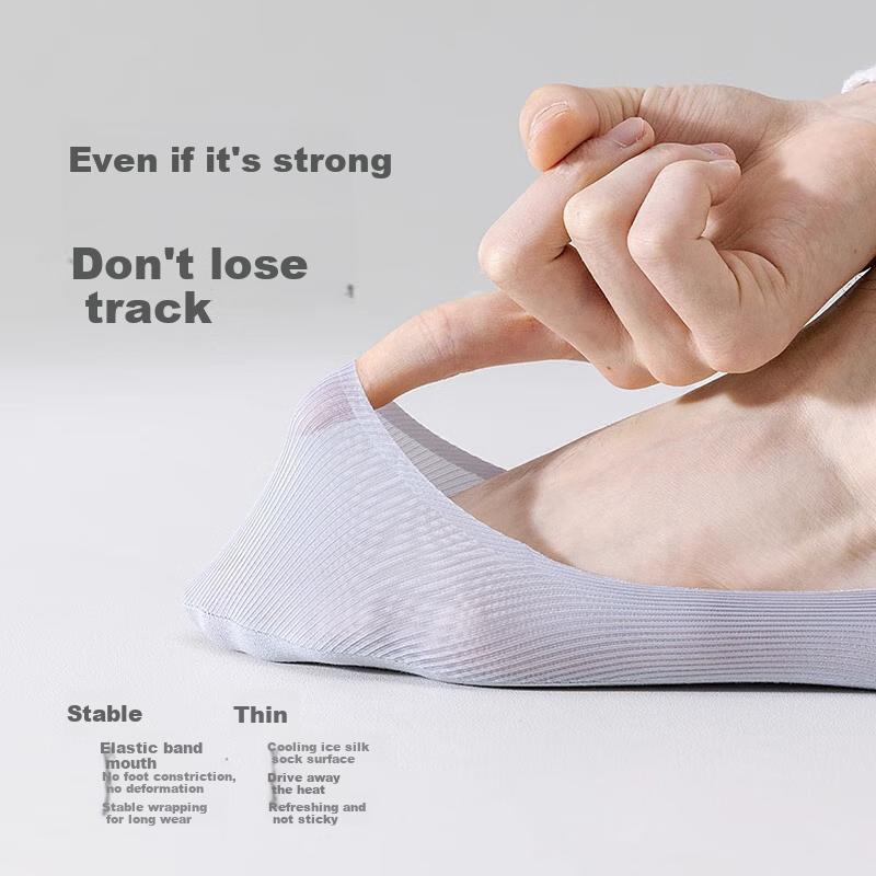 LangSha Men's Socks, Summer Ultra-Thin Ice Silk Cotton Bottom Shallow Mouth Non-Slip Men's Invisible Low-Cut Seamless Short Socks