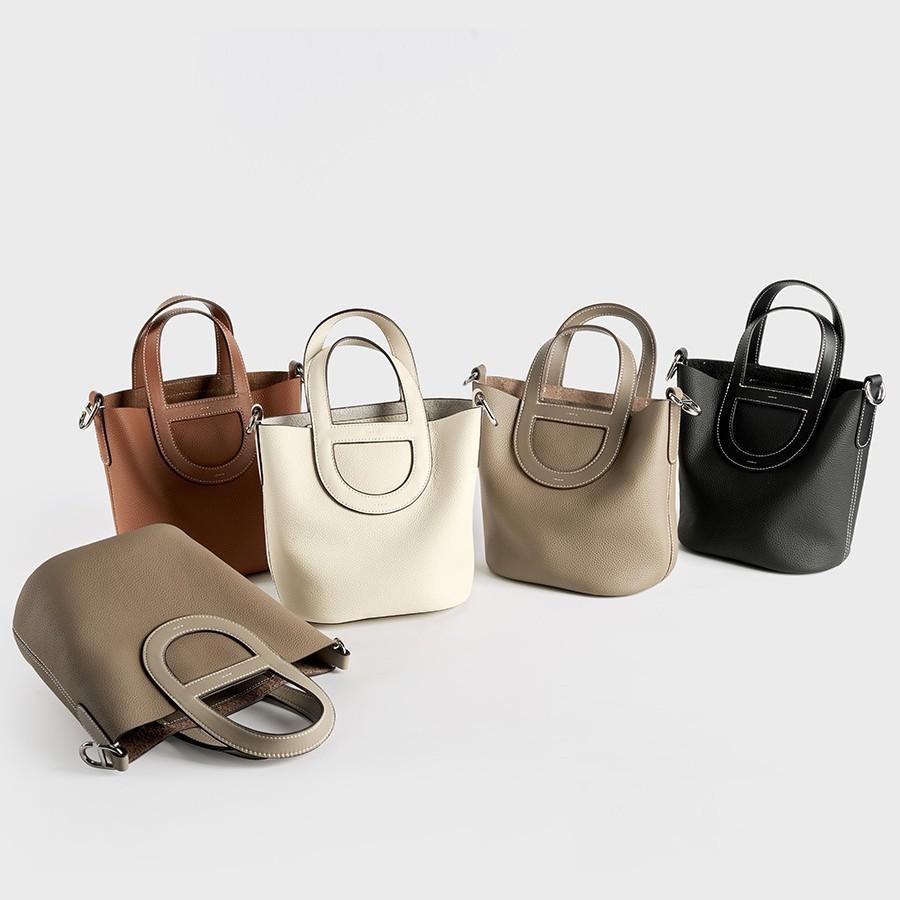 Top Layer Cowhide Pig Nose Bag 2025 New Versatile Handheld Basket Bag Genuine Leather Women's Bag Single Shoulder Crossbody Bag