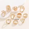 European & American Trendy Geometric Luxury 10-Piece Ring Set: Versatile and Elegant Hollow Design