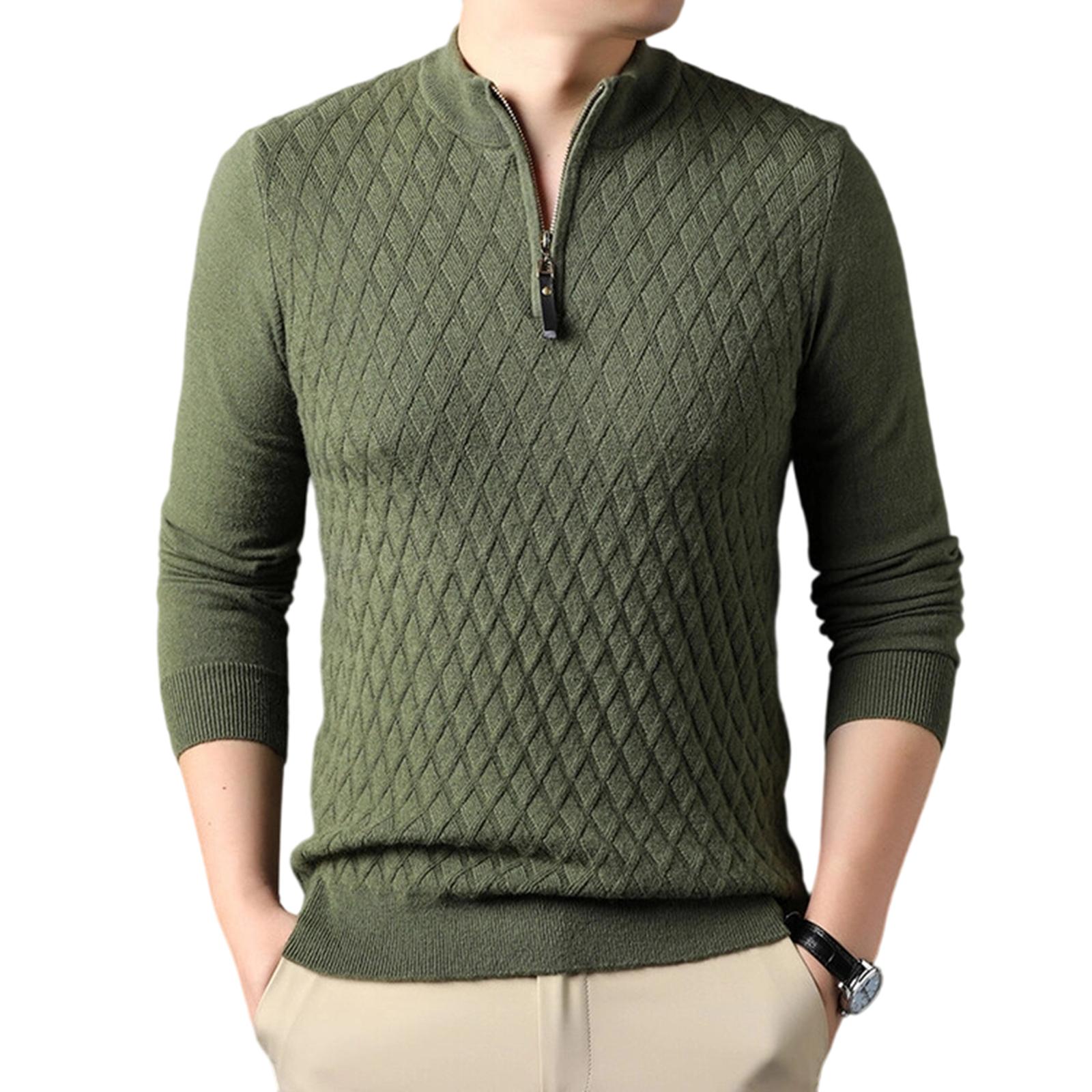 

Men Trend Leisure Half Zipper Standing Collar Knitted Sweater Sweater XXXL