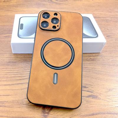 Vintage PU kožené pouzdro pro bezdrátové nabíjení Magsafe pro iPhone 16 15 14 13 12 11 Pro Max Plus Plně ochranné magnetické kryty