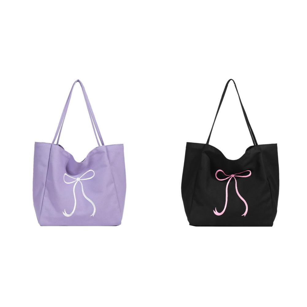 

Женская сумка-тоут с бантом, модная сумка через плечо, холст для путешествий на открытом воздухе (фиолетовый)