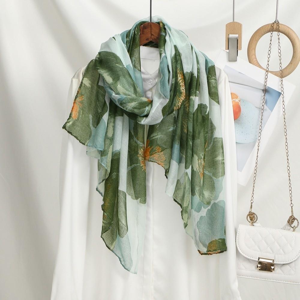 Light Weight Watercolor Printed Shawl Hijabs Soft Breathable Headscarf Women Scarf Silk Scarves new Scarf &Wrap