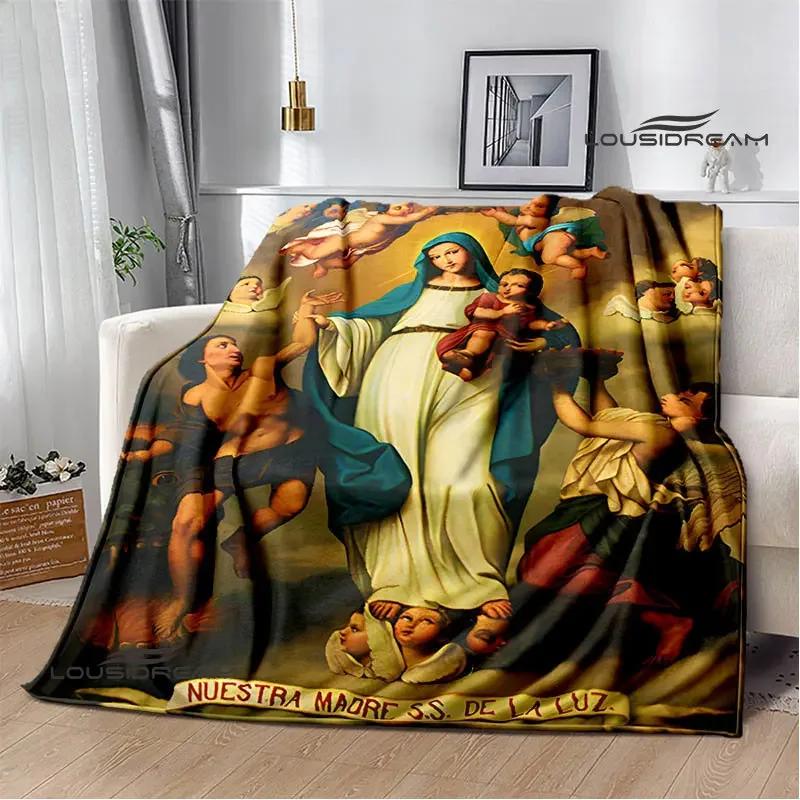 Virgin Mary Faith Print Blanket Flannel Soft Comfort Blanket Home Travel Blanket Kids Warm Blanket picnic blanket birthday gift