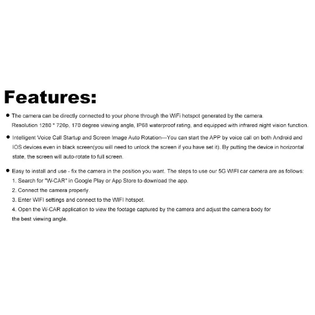 Wireless 1080P HD Car Reverse Camera WiFi Night Vision Waterproof Parking Monitor for Android iOS Universal Vehicles