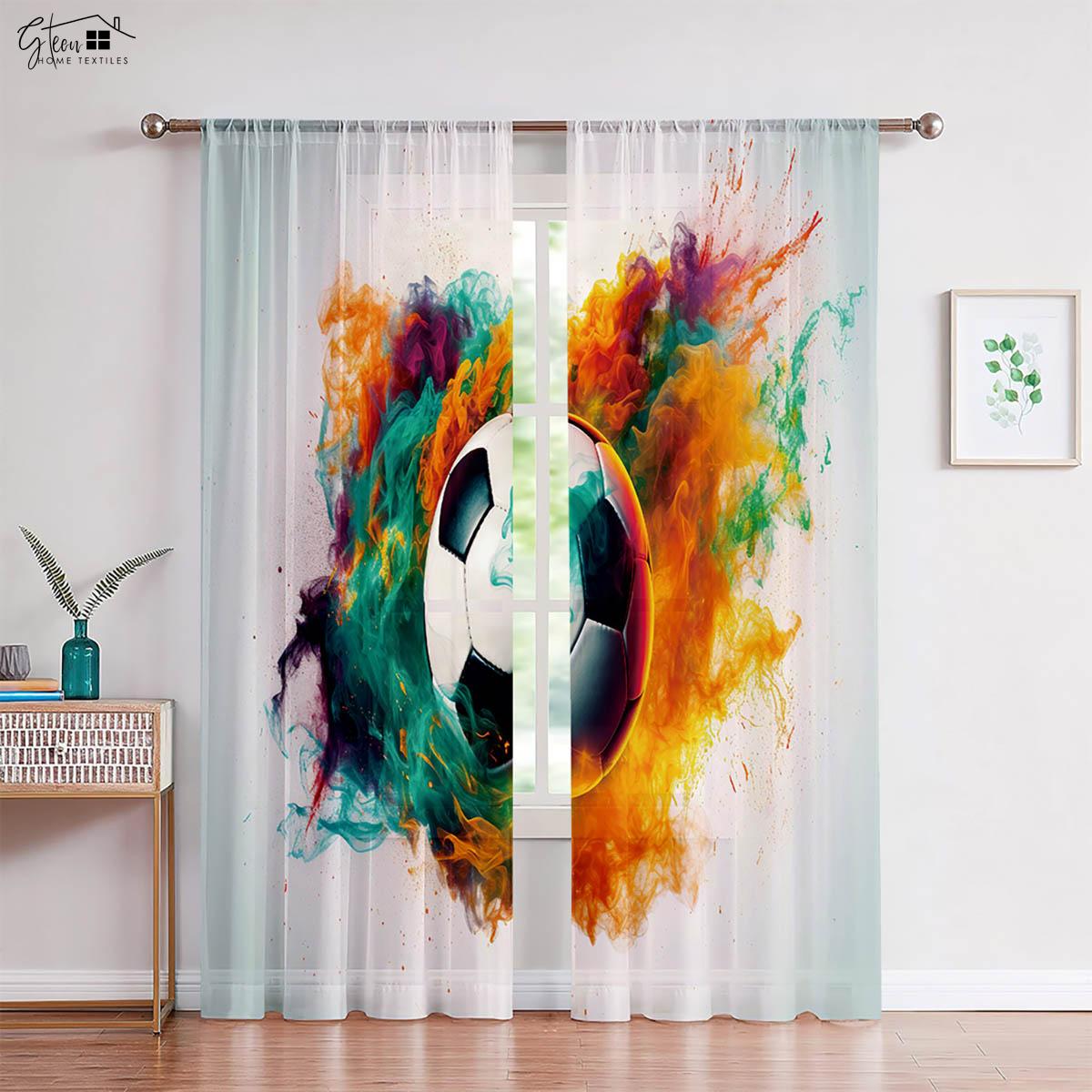 

2 Штуки Крутых Футбольных Штор с 3D-принтом, Подходящих для Спальни, Гостиной, Общежития, Декоративные Шторы, Машинная Стирка W50xH130(CM)x2PCS&Grommet Top