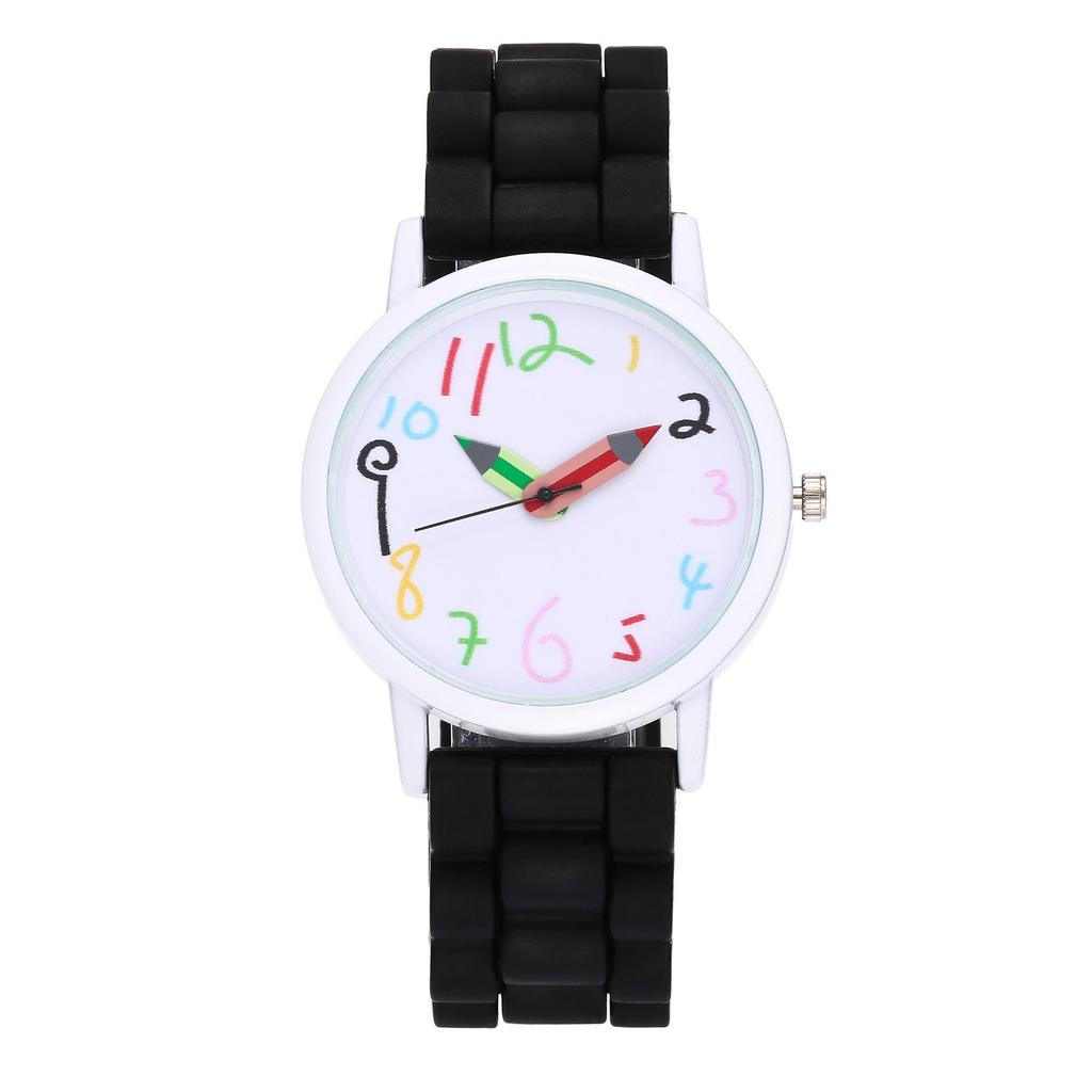 Cartoon Colorful Number Women's Jelly Silicone Strap Quartz Wristwatch
