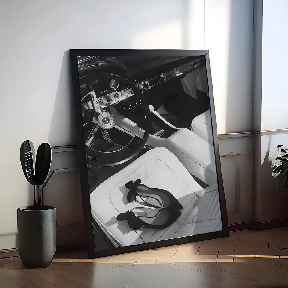 Black white Luxury Sports Car  Painting Calligraphy Premium Cotton Canvas Wall Art Poster HD Scratch Resistant Perfect Gift