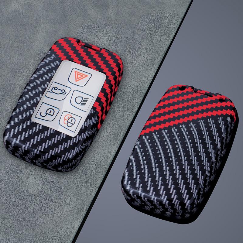 Carbon Fiber Car Key Case Cover Protect Shell Bag for LandRover Range Rover Sport Evoque Freelander Velar Discovery Jaguar XE XF