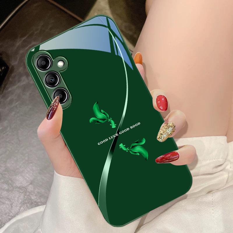 Two koi black for Samsung Galaxy A14 4G 20 30 52 20S 21S 22 A25 32 33 34 42 50 51 53 54 70 71 72 73 5G Glass Phone Case