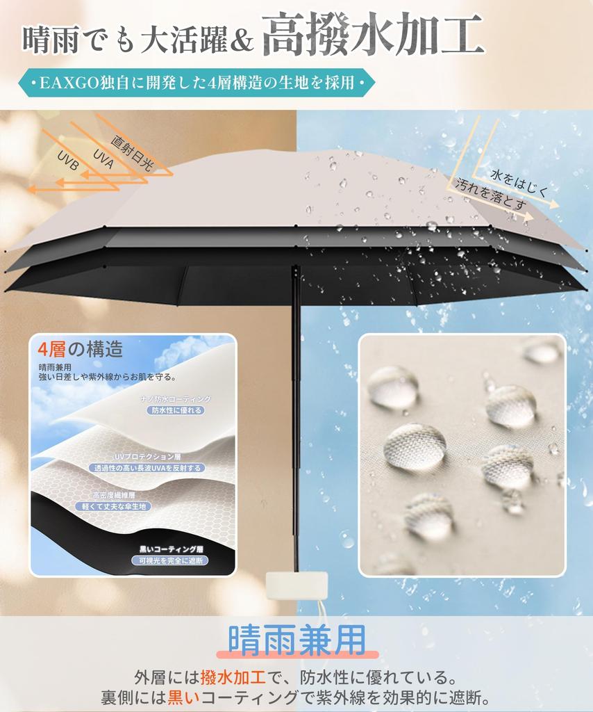 Folding Parasol Glass Fiber UV Protection Full Rain Light and Heat Highly Suitable for Sun and Solid Waterproof Case [240g Lightweight, UPF50+