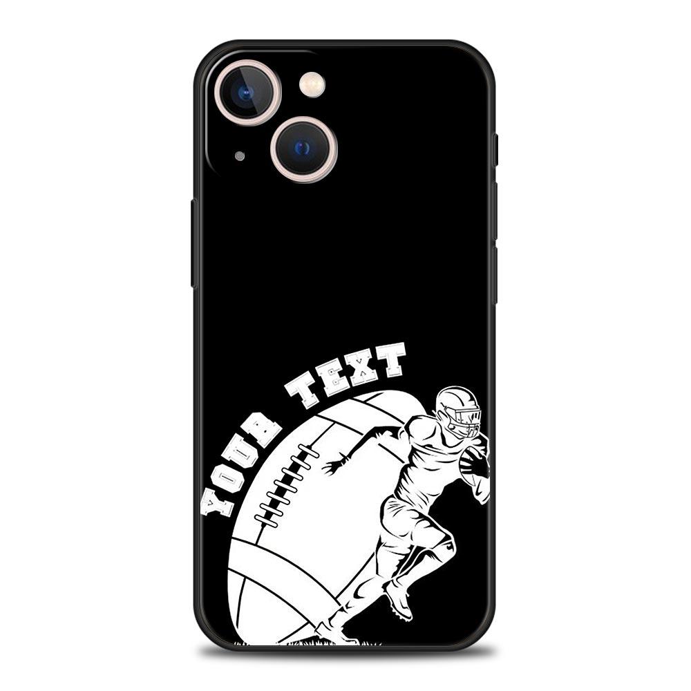 Rugby Ball Luxury Phone Case For iPhone 13 15 14 12 Mini 11 Pro MAX XR X SE XS 7 8 Plus Silicone Black Protection Cover