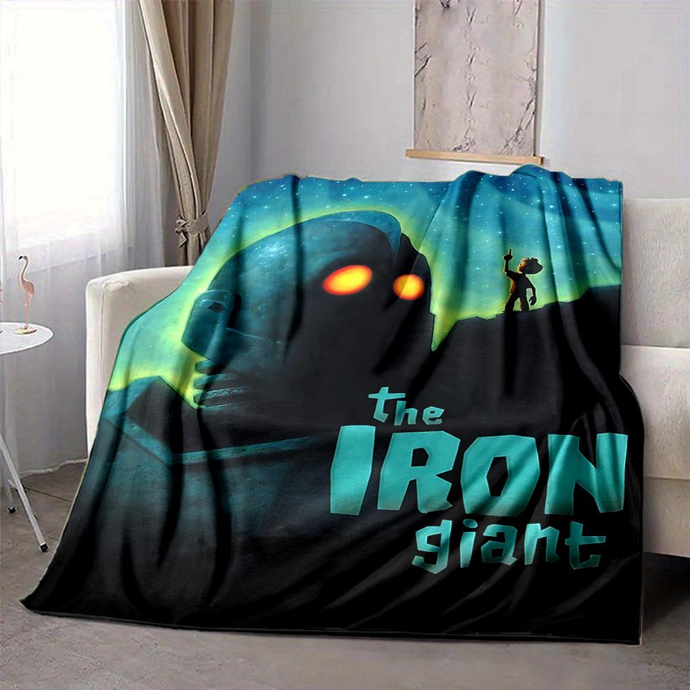 

1pc Iron Giant Flannel Throw Blanket - Lightweight Soft Warm All-Season Blanket for Sofa, Bed, Travel, Camping L1029109 80x120cm