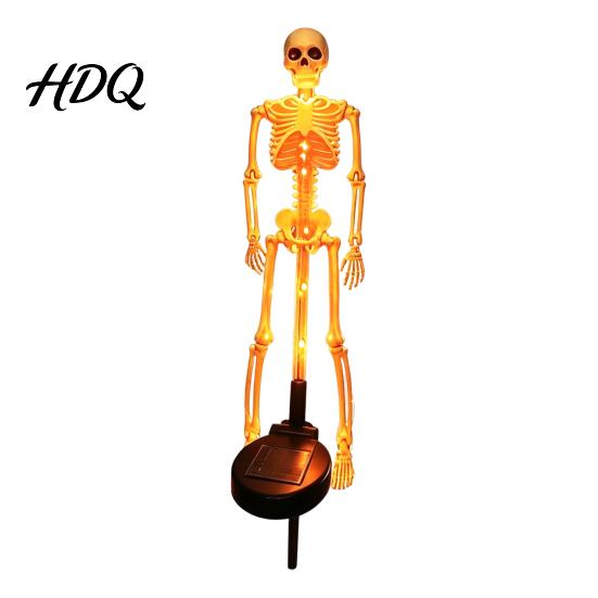 Festive Outdoor Party Lighting Solar Skeleton Garden Stake Light Halloween 3D Glowing Skull Yard Lights Decor with LED Waterproof Lawn Lamp