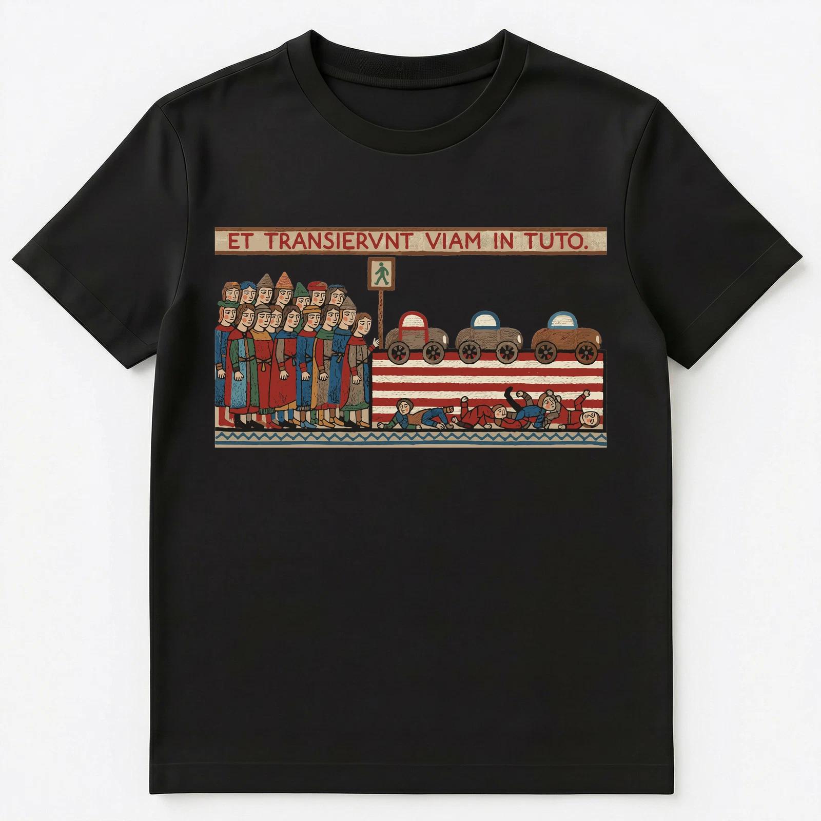 Medieval Historian Funny Crossing Zebra Absurdist Tapestry Unisex T-Shirt L