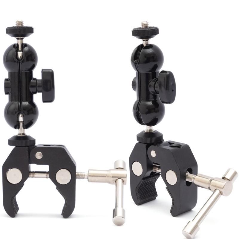 Mobile Live Streaming Stand with Metal Extension, Rotating Ball Head & Double 1/4 Clip - Multi-functional Desktop Magic Arm.