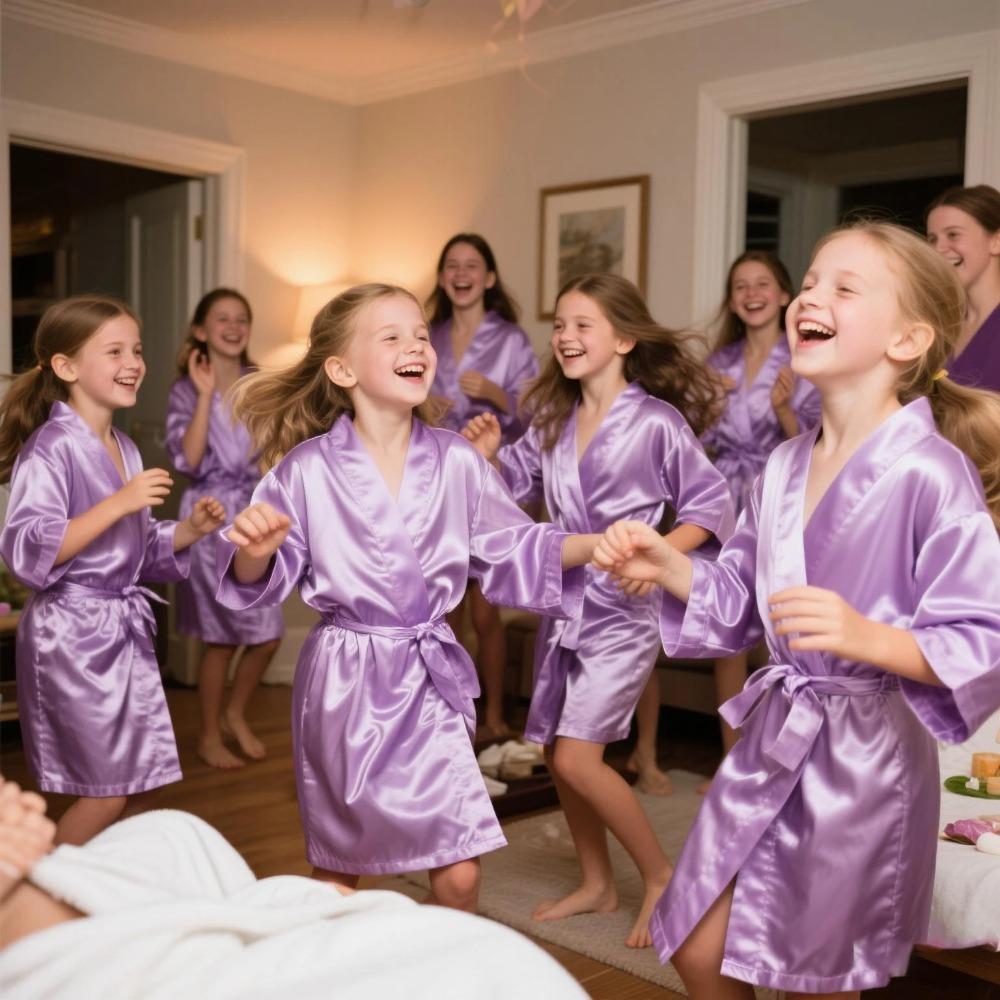 6/10/12 Sets Spa-Party-Bademäntel für Mädchen Kimono-Mädchen Bademantel-Kleider Kinder-Geburtstagsparty-Zubehör Gastgeschenke Übernachtung Schlafanzug Party