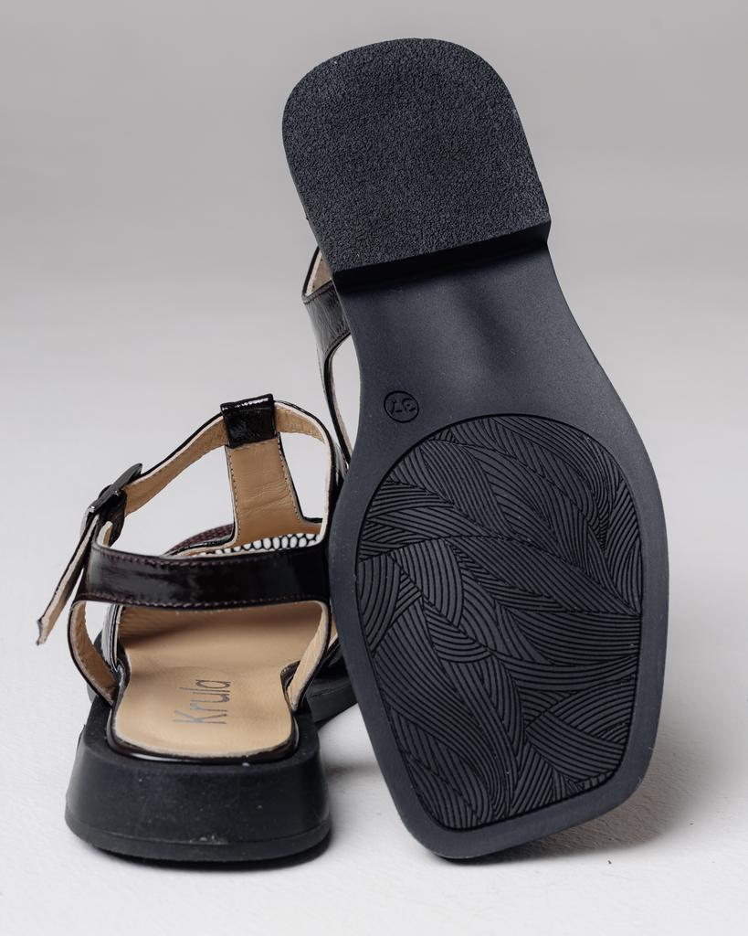 Krula 19883 36 Brown Patent Leather Sandals with Mesh