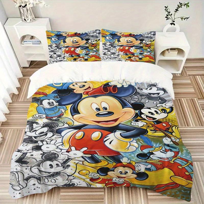 3pcs set Mickey Mouse, Disney, Classic Bedding Set with Duvet Cover+Pillowcases, All-Season Polyester, Zipper Closure77