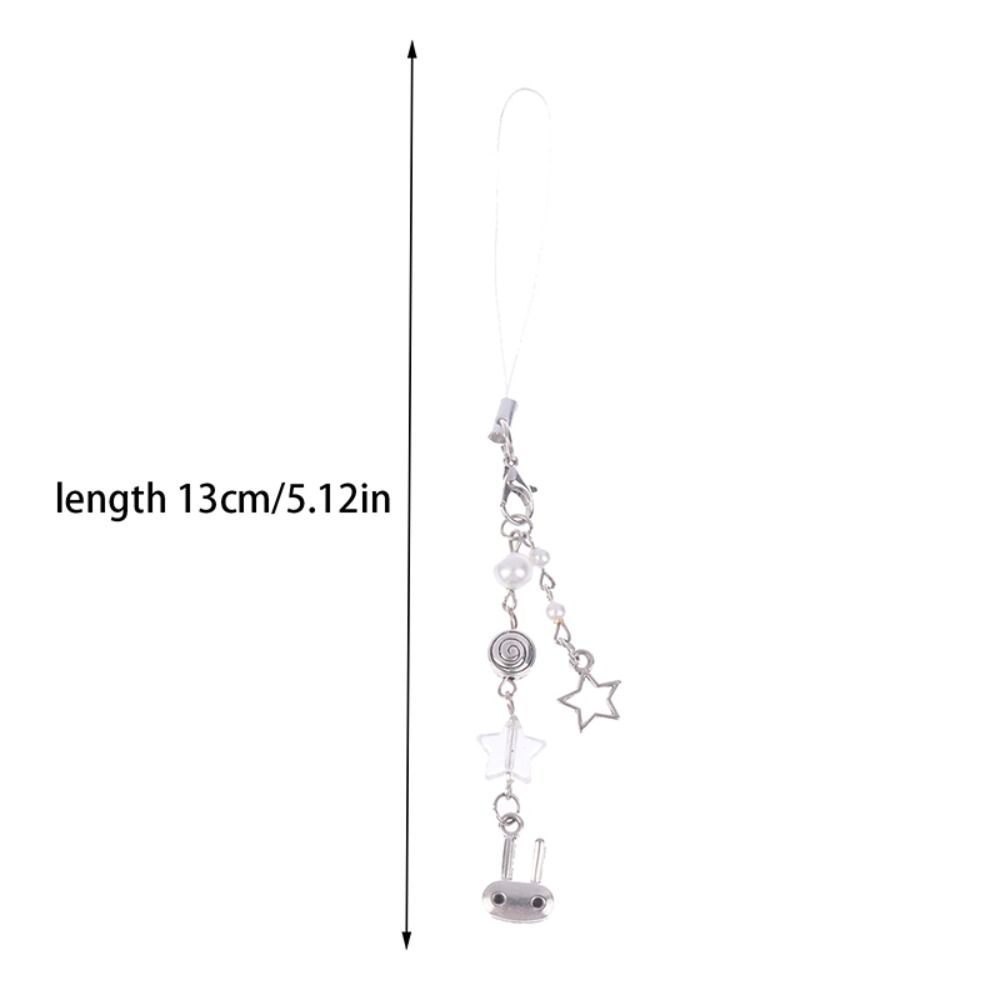 Hanging Rope Y2k Cell Phone Chain Sweet Girl Beaded Keychain Cyber Bunny Phone Charm  Bag Charm