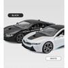 1/24 BMW I8 Supercar Legierungsauto Die-Cast & Spielzeugfahrzeuge Automodell Sound und Licht Pull-Back Auto Spielzeug für Kinder Geschenke