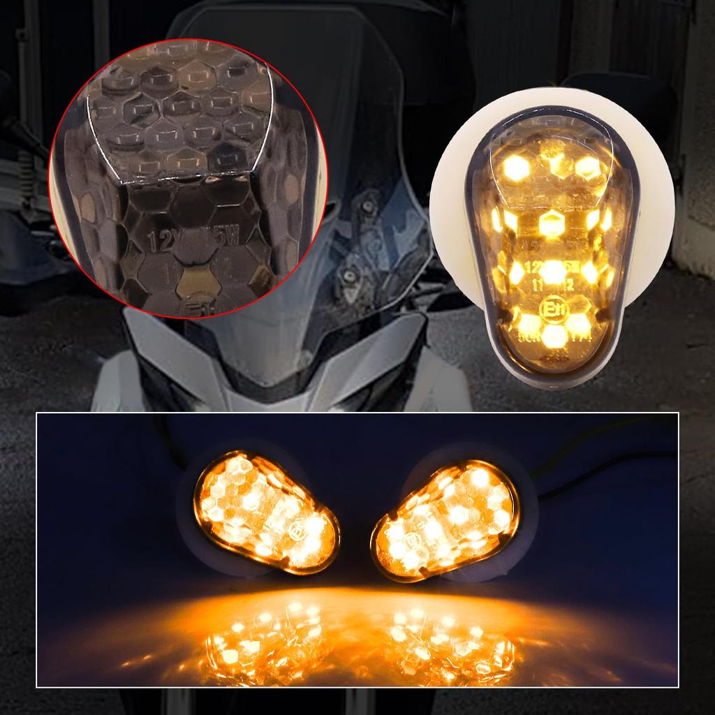 Ygmylandbb Motorcycle Turn Signals LED Turn Signals Motorcycle Turn Signals Direction Signals Smoke Lens Recessed Pack of 2