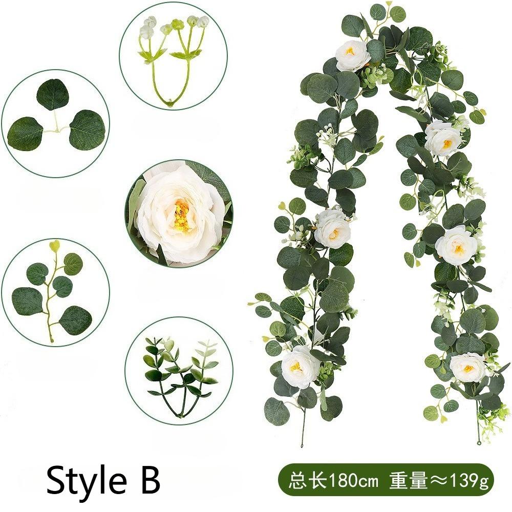 1pc Simulated Rattan Wisteria Eucalyptus Garland,Artificial Green Rattan,Suitable for Birthday Parties,Wedding,Holiday Gathering