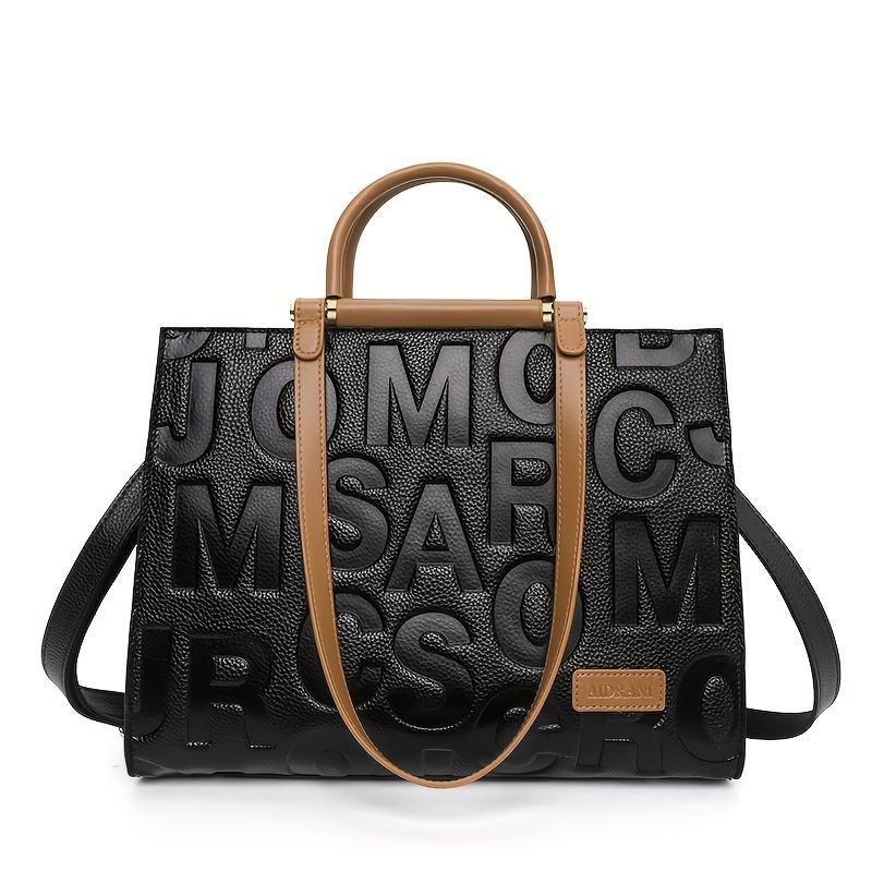 

Роскошная кожаная большая сумка, сумка большой емкости, сумка через плечо с тиснением букв, кошелек для женщин